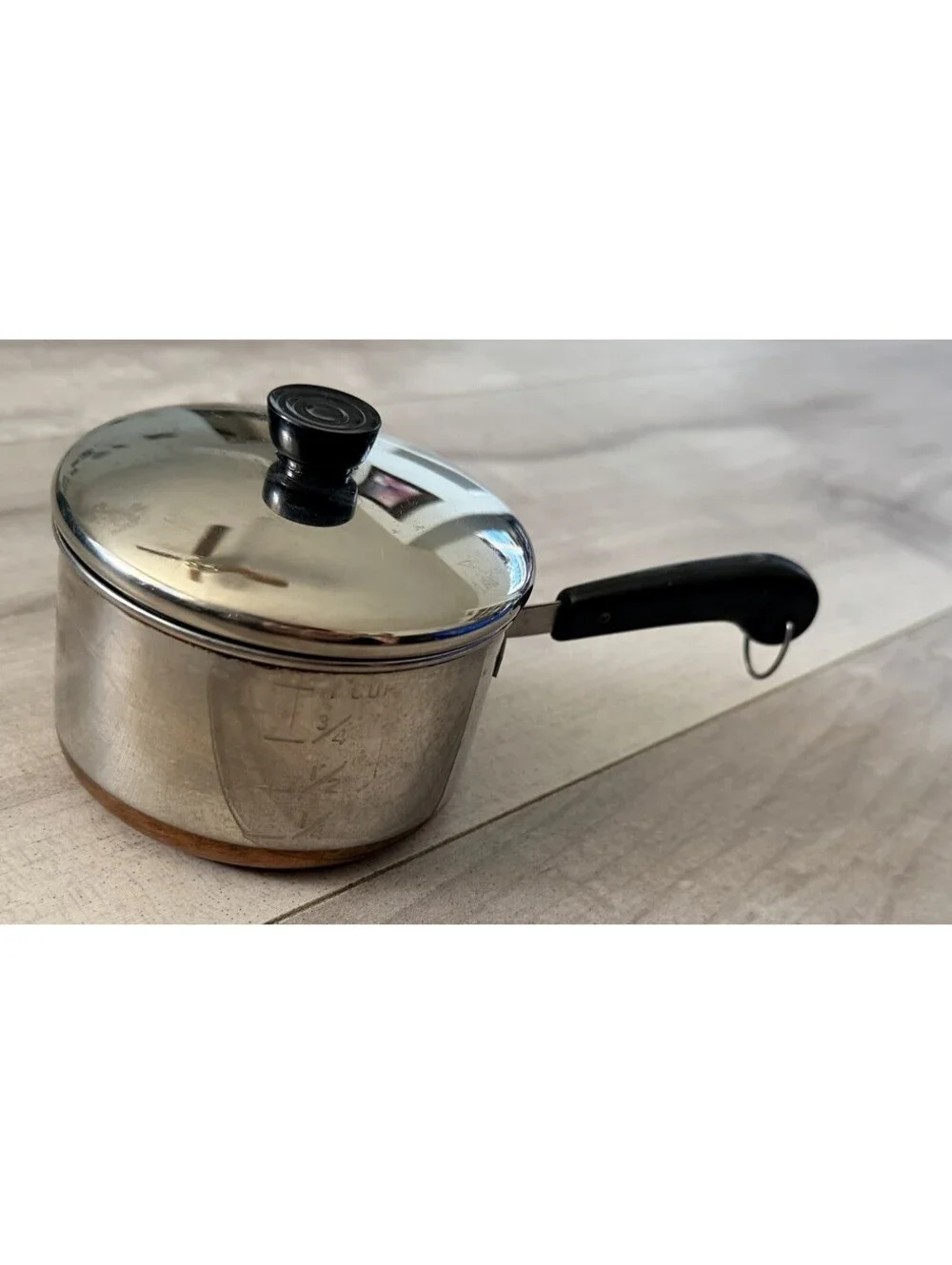 Vtg Revere Ware Stainless 1 Cup Measuring Cup Mini Sauce Pan Butter Warmer & Lid